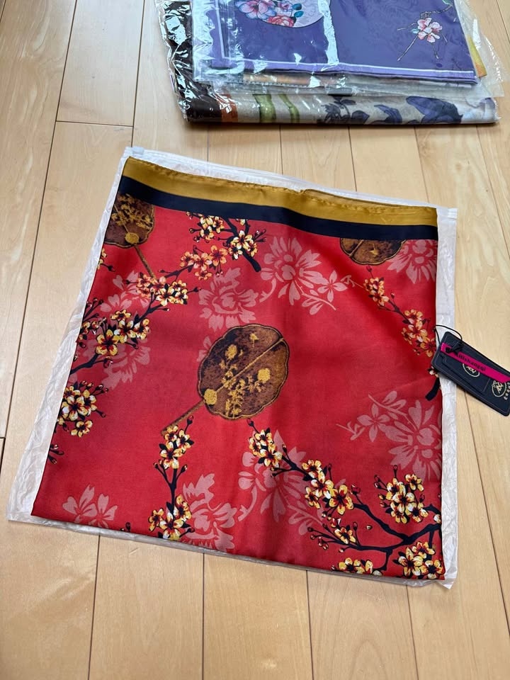 BRAND NEW Large Red Fashion Scarf - Cherry Blossom Pattern