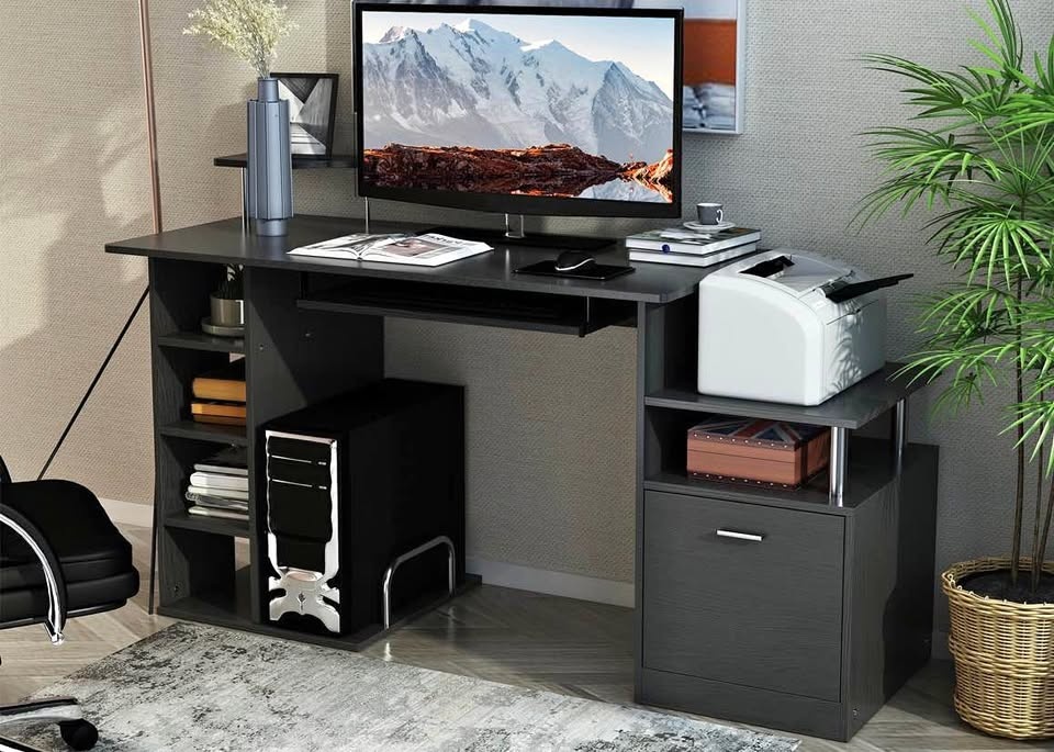 Brand New Assembled Black Wood Computer Desk!