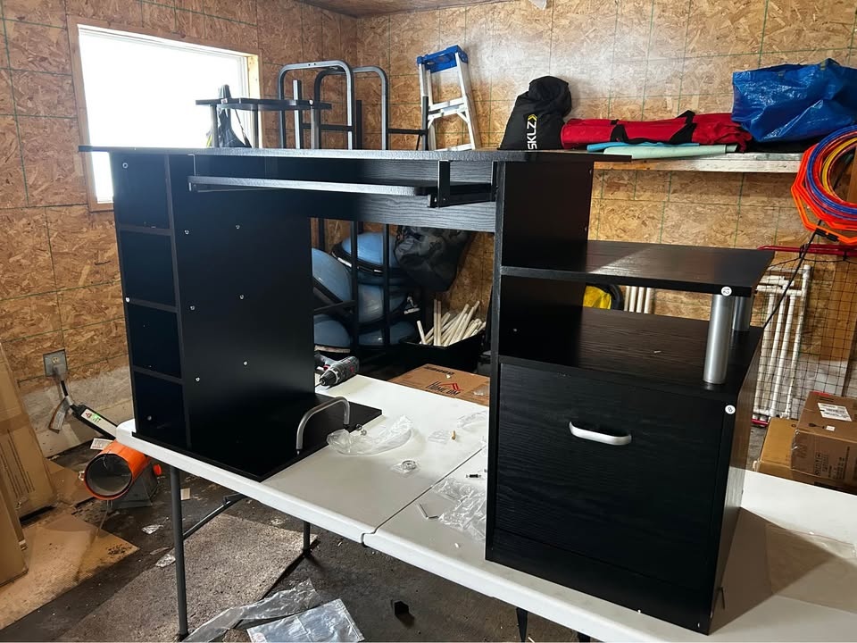 Brand New Assembled Black Wood Computer Desk! - photo 3