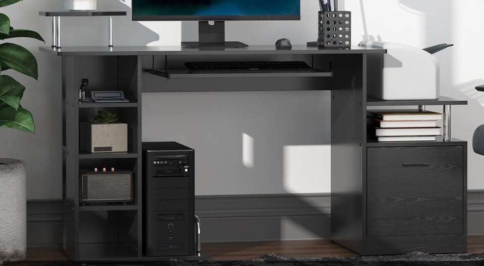 Brand New Assembled Black Wood Computer Desk! - photo 4