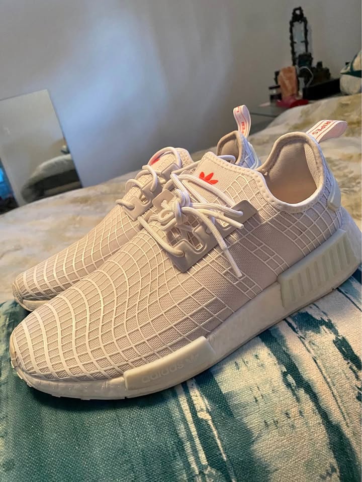 Adidas NMD R1 Shoes - Cloud White Solar Red - Men's 10.5