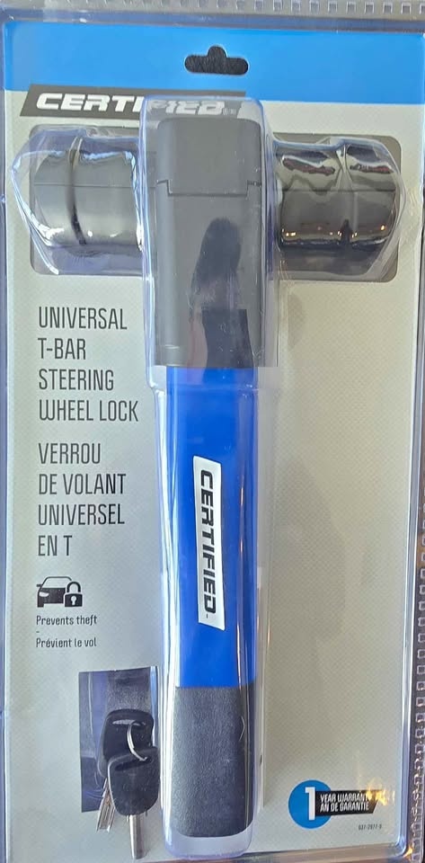 Certified Universal T-Bar Steering Wheel Lock