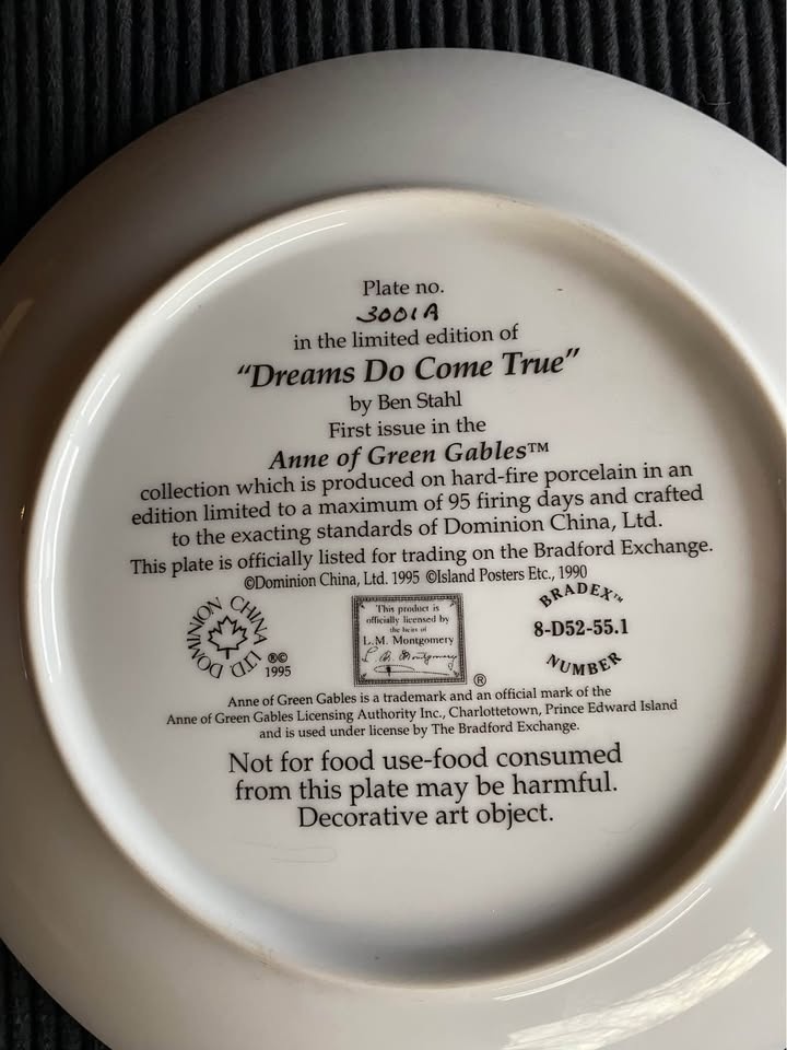 Anne of Green Gables Collector Plate "Dreams Do Come True" - photo 2