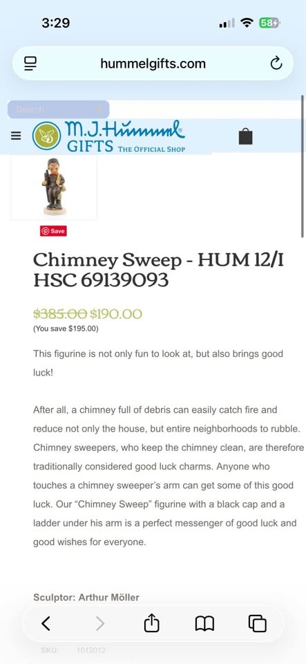 Hummel Chimney Sweep Figurine HUM 12/I - photo 4