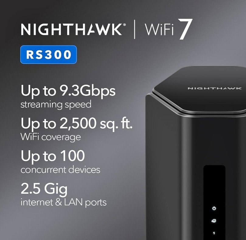 NETGEAR Nighthawk Tri-Band WiFi 7 Router (RS300)