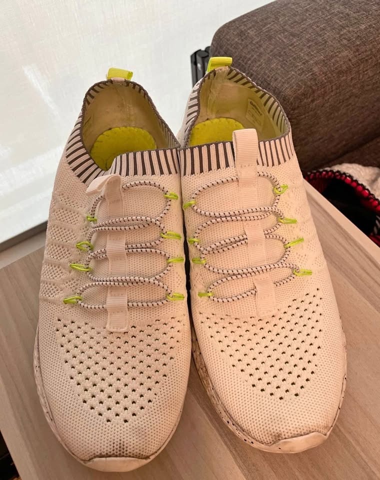 White Knit Sneakers w/ Neon Accents US10
