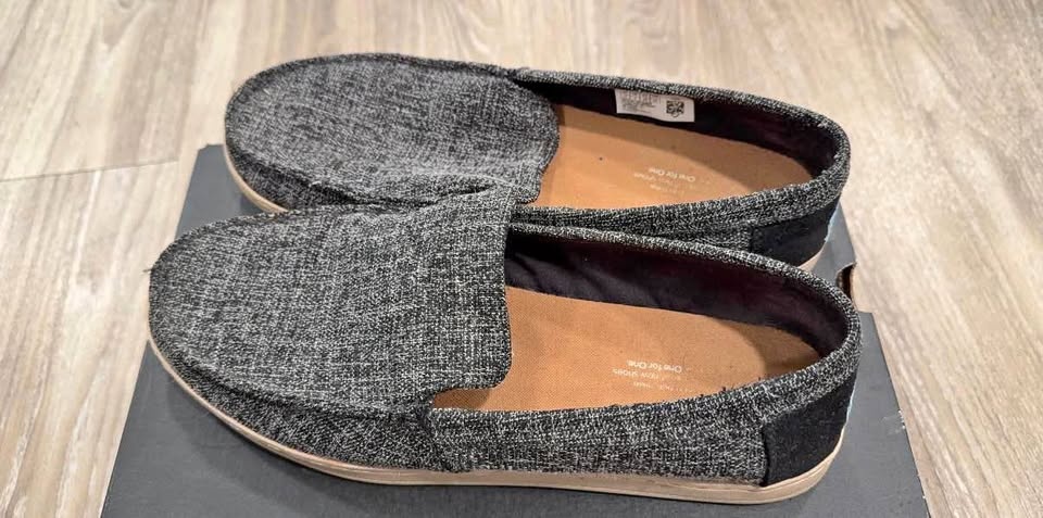 TOMS dark grey fabric slip-on shoes