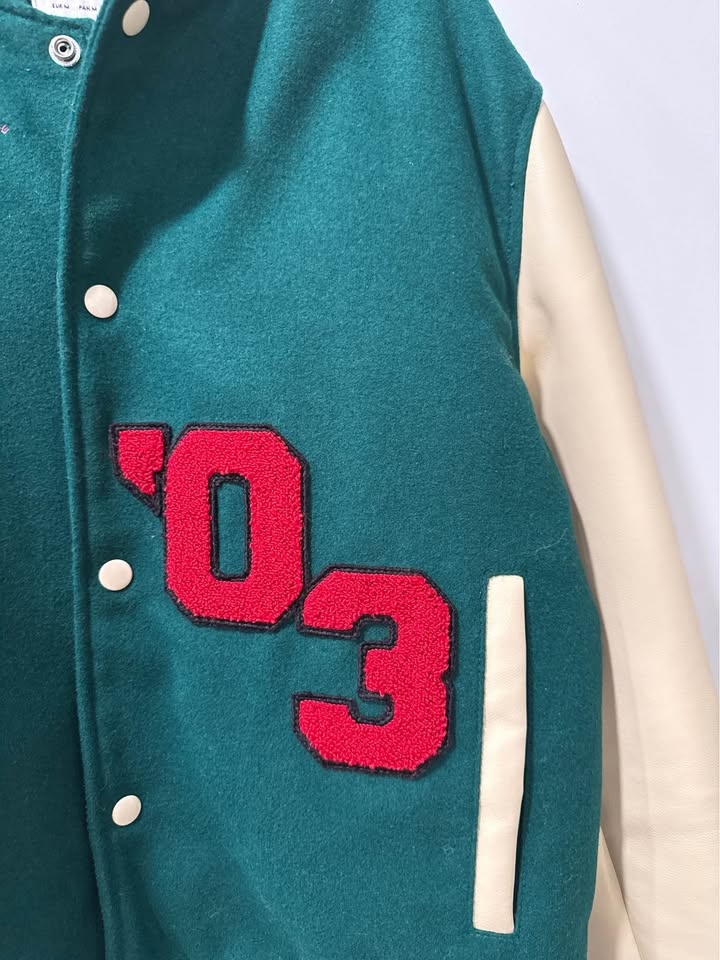 Outfitters Green Cream Varsity Jacket Medium '03 Patch - photo 3
