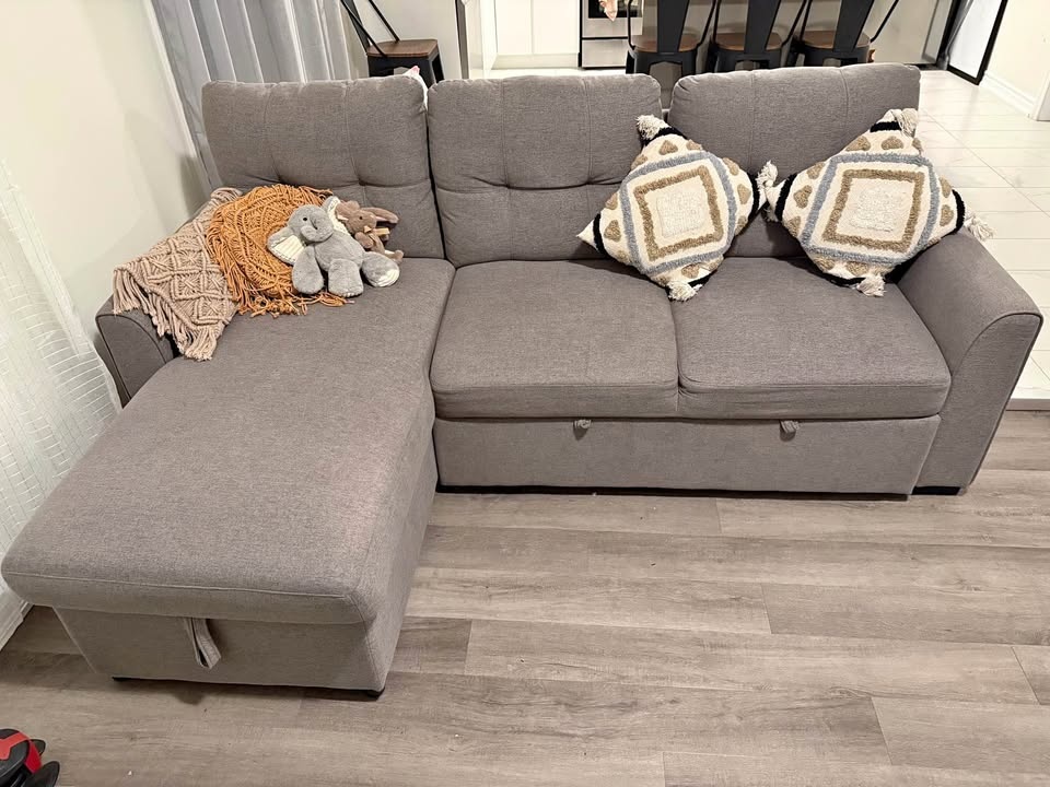 Pull-Out Sectional Sofa with Storage