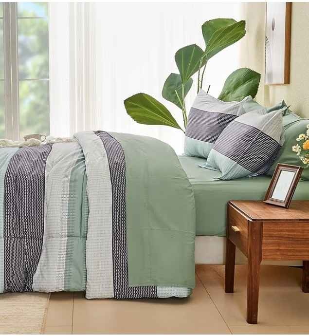 New Full Comforter Set Sage Green - 7 Pieces. - photo 4