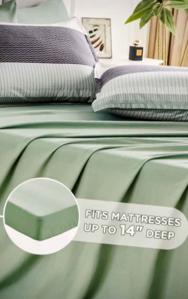 New Full Comforter Set Sage Green - 7 Pieces. - photo 5