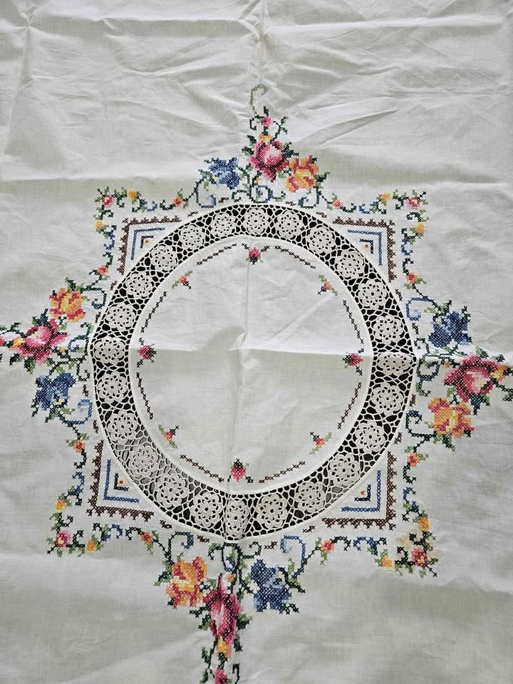 Brand new Chinese hand embroidered table cover, 47x50 inches