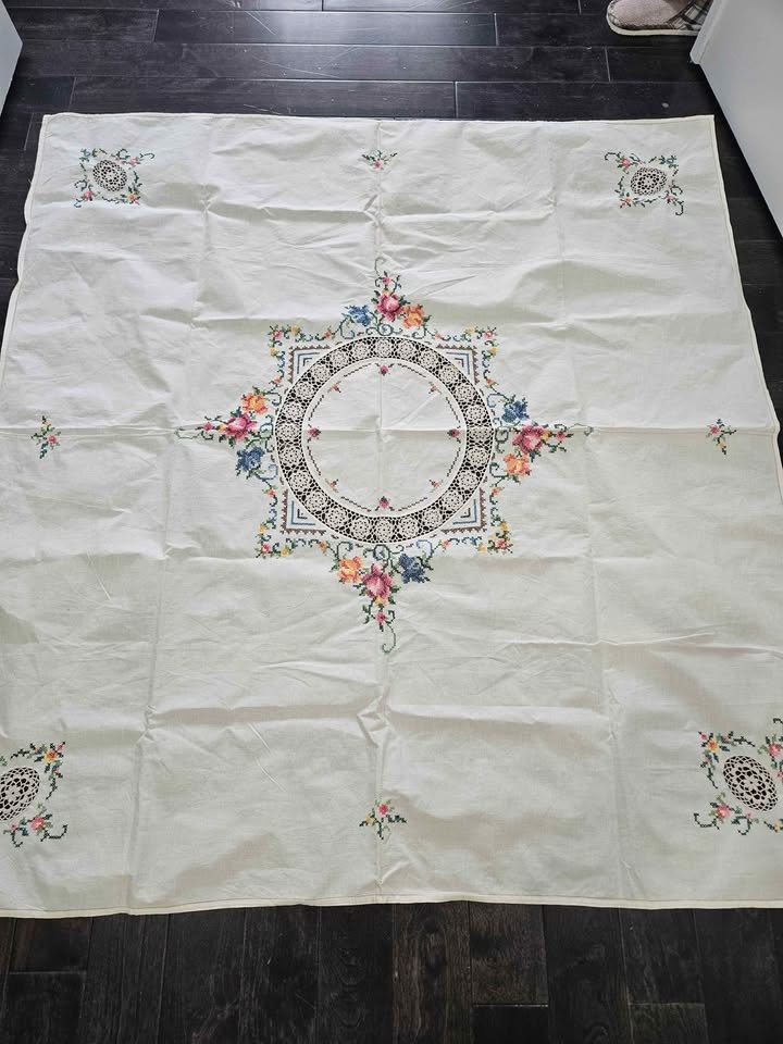Brand new Chinese hand embroidered table cover, 47x50 inches - photo 5