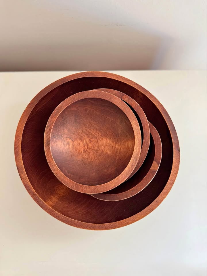Vintage Baribocraft Canada Wood Salad Bowl Set - 5 Pieces