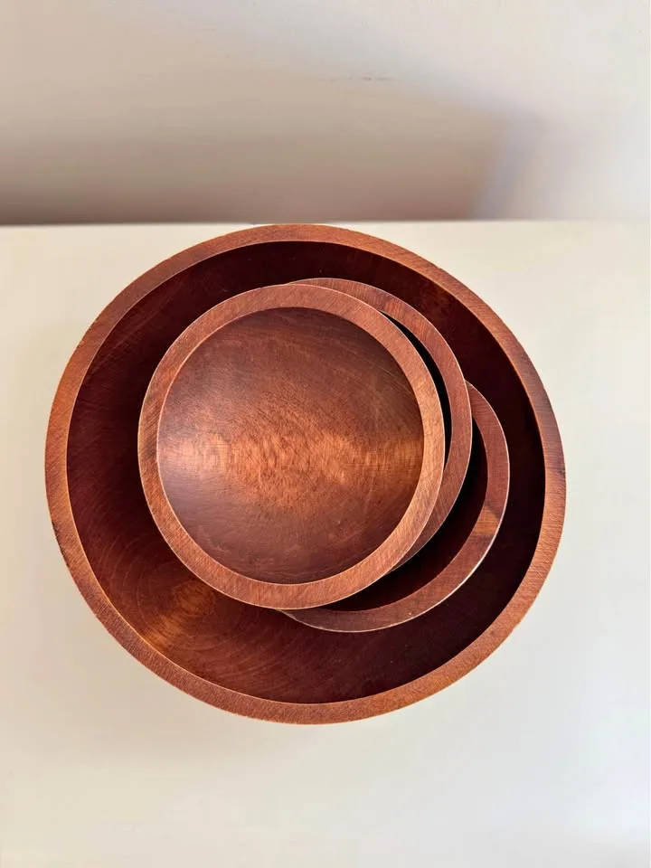 Vintage Baribocraft Canada Wood Salad Bowl Set - 5 Pieces thumbnail