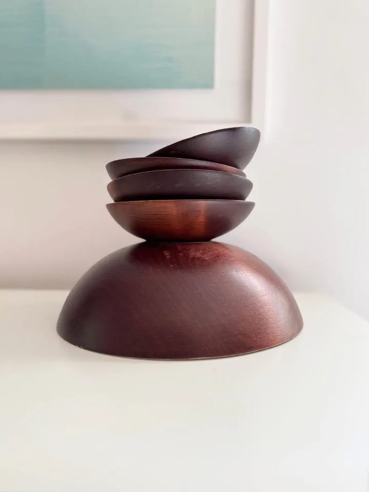 Vintage Baribocraft Canada Wood Salad Bowl Set - 5 Pieces image indicator(2)