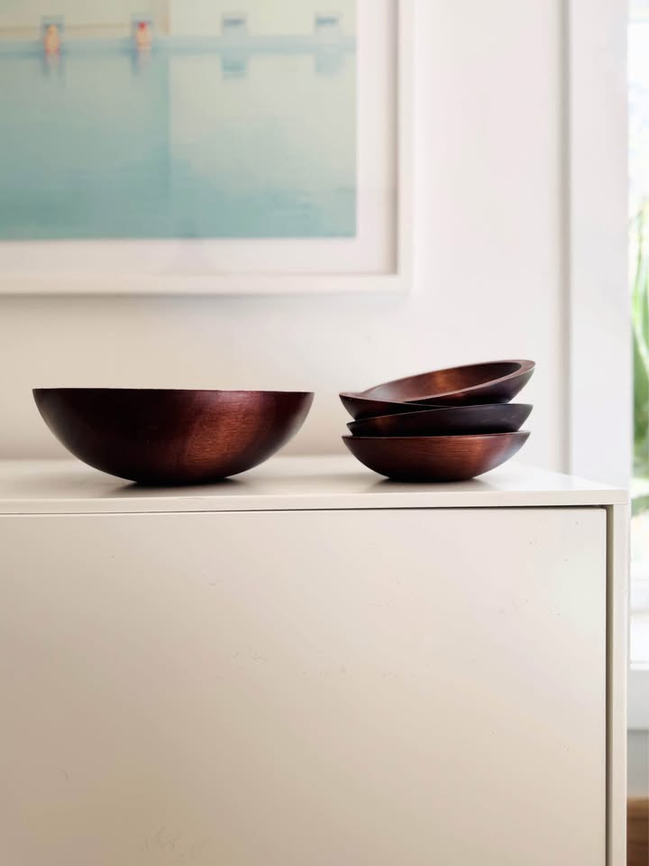 Vintage Baribocraft Canada Wood Salad Bowl Set - 5 Pieces - photo 3