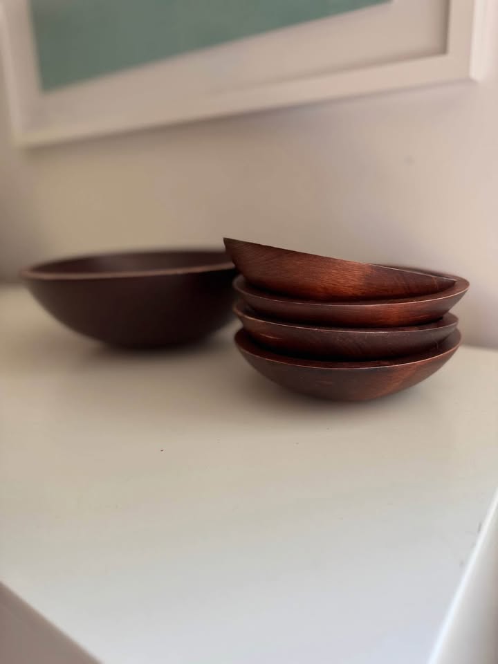 Vintage Baribocraft Canada Wood Salad Bowl Set - 5 Pieces - photo 4