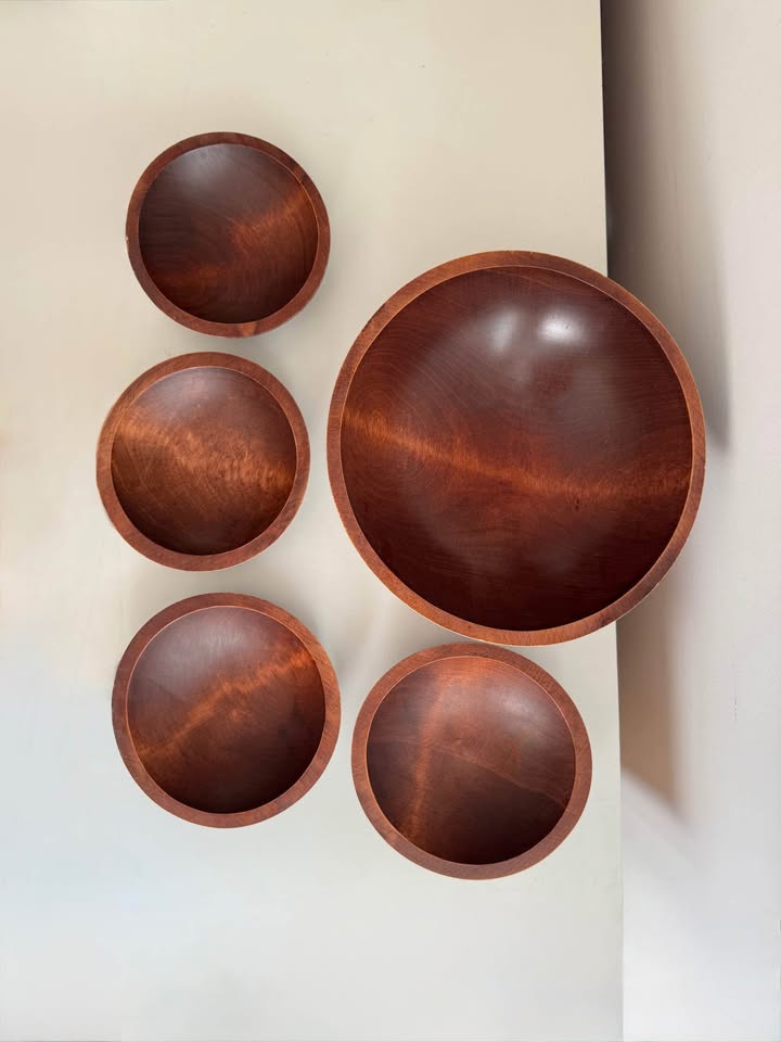 Vintage Baribocraft Canada Wood Salad Bowl Set - 5 Pieces - photo 5