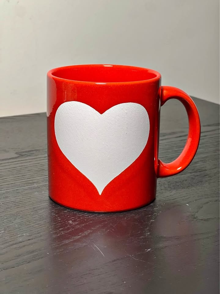 Vintage Waechtersbach Red Earthenware Mug - Heart Pattern