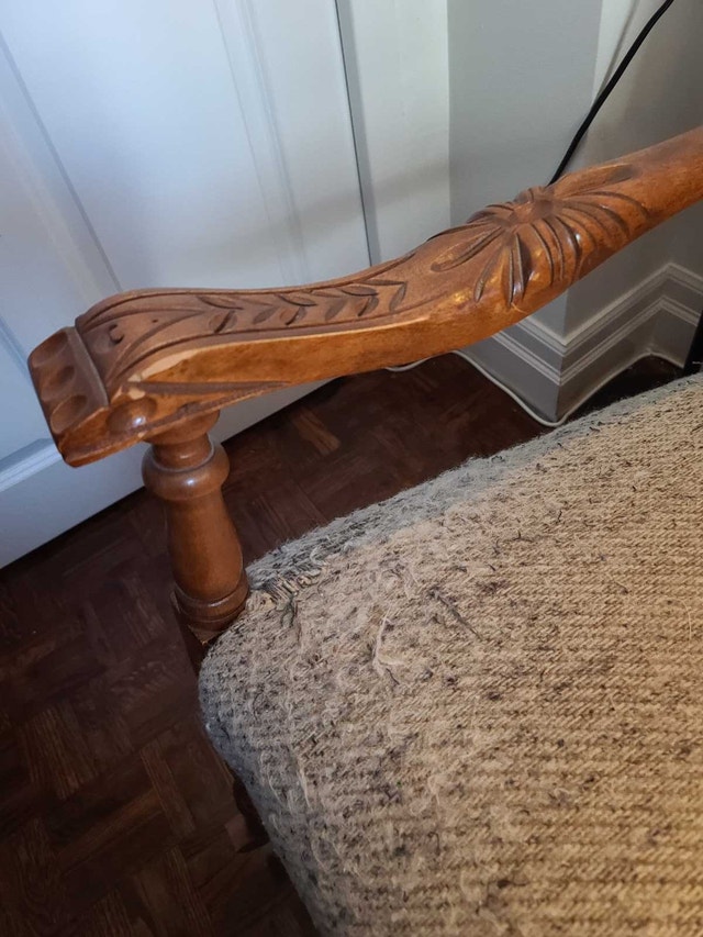 Antique Carved Rocking Chair - Solid Frame (Upholstery Project) - photo 2