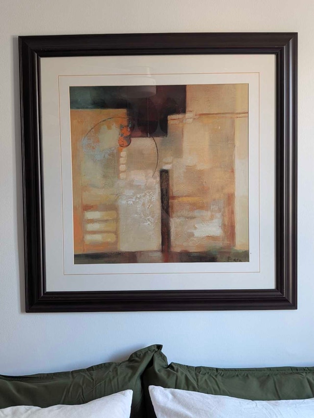 Large Framed Abstract Art Print (35" x 35") Modern Neutral Decor