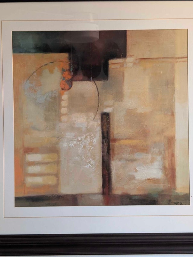 Large Framed Abstract Art Print (35" x 35") Modern Neutral Decor - photo 2