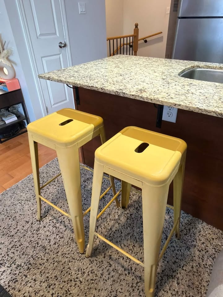 Yellow Bar/Counter/Patio Stools, Set of 2 - photo 2
