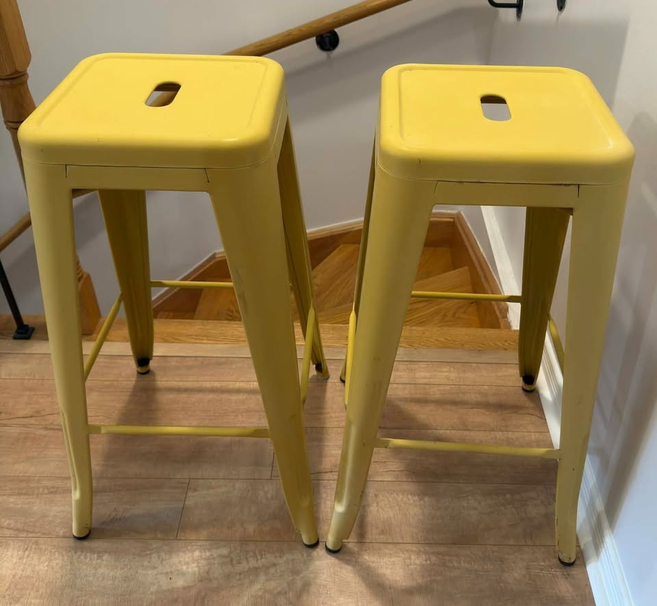 Yellow Bar/Counter/Patio Stools, Set of 2 - photo 3