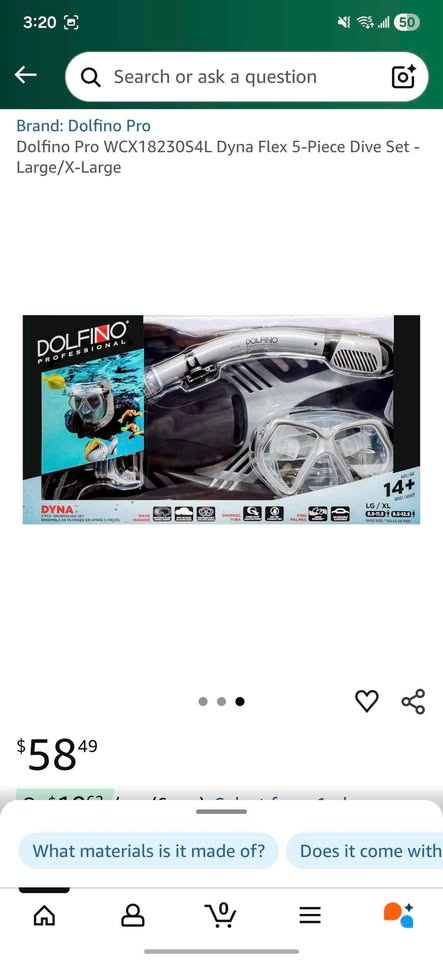 Brand New Dolfino 5 pcs Snorkeling Set Large/XL 14 yrs+ - photo 2