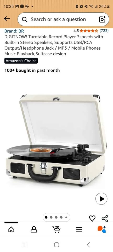 NEW DIGITNOW! Turntable Record Player - 3 Speed, Bluetooth