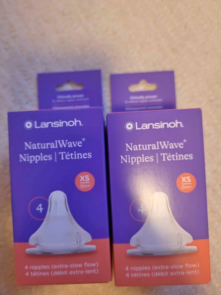NEW Lansinoh NaturalWave Baby Bottle Nipples - XS 0+mnths (8pk)