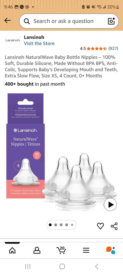 NEW Lansinoh NaturalWave Baby Bottle Nipples - XS 0+mnths (8pk) - photo 2