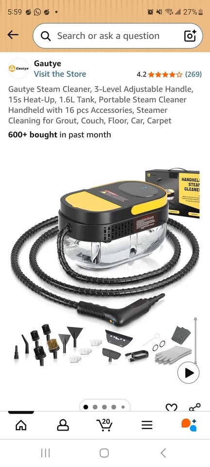 NEW Gautye Steam Cleaner - 1.6L Tank, 15s Heat-Up - photo 2