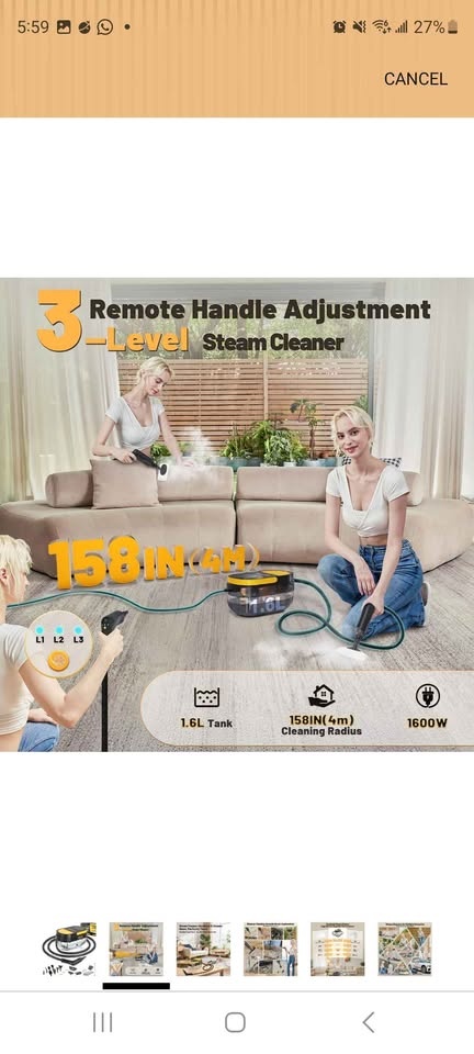NEW Gautye Steam Cleaner - 1.6L Tank, 15s Heat-Up - photo 3
