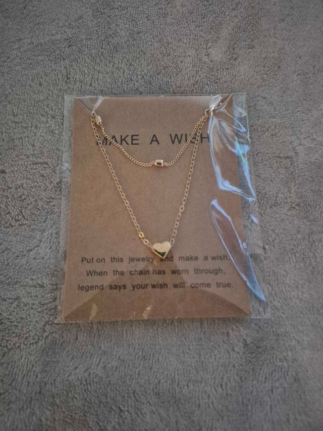 Gold-Toned Double Layer Heart Pendant Necklace