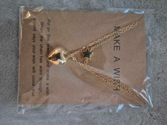 Gold-Tone Heart & Star Charm Necklace - New