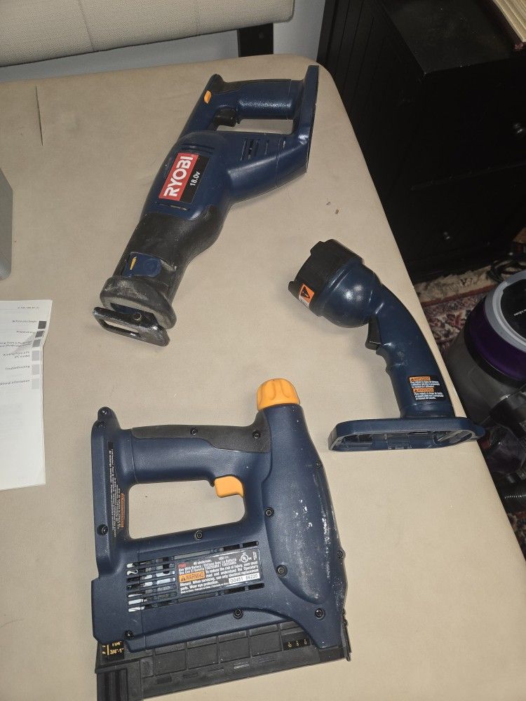Ryobi 1st Gen Tools: Nailer, Saw, Light
