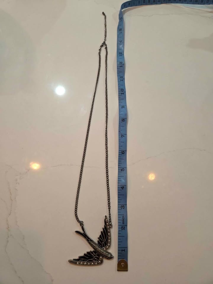 Statement Bird Necklace – Antique Tone with Crystal Accents - photo 3