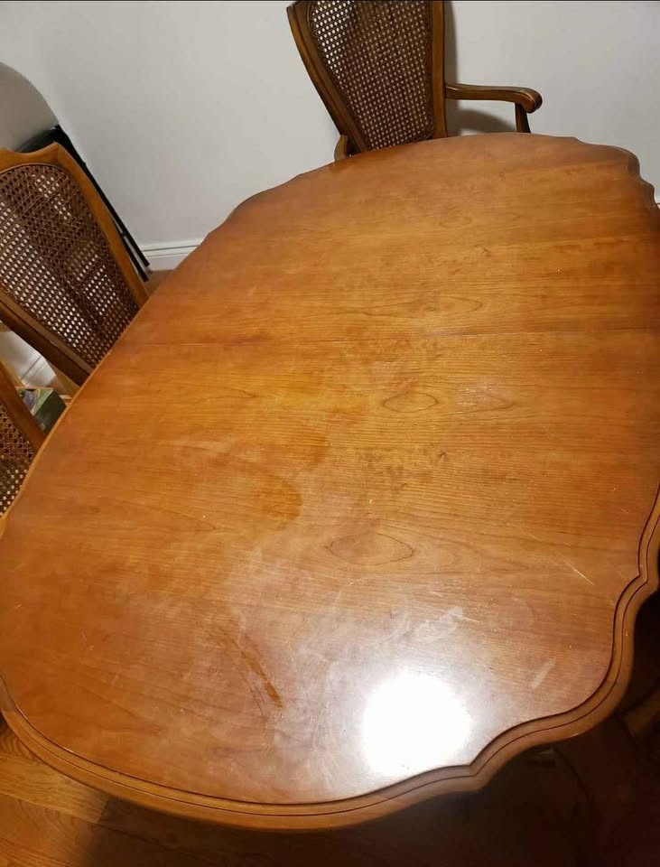 Vintage Wood Dining Table Set w/ 6 Chairs & 3 Leaves - photo 2