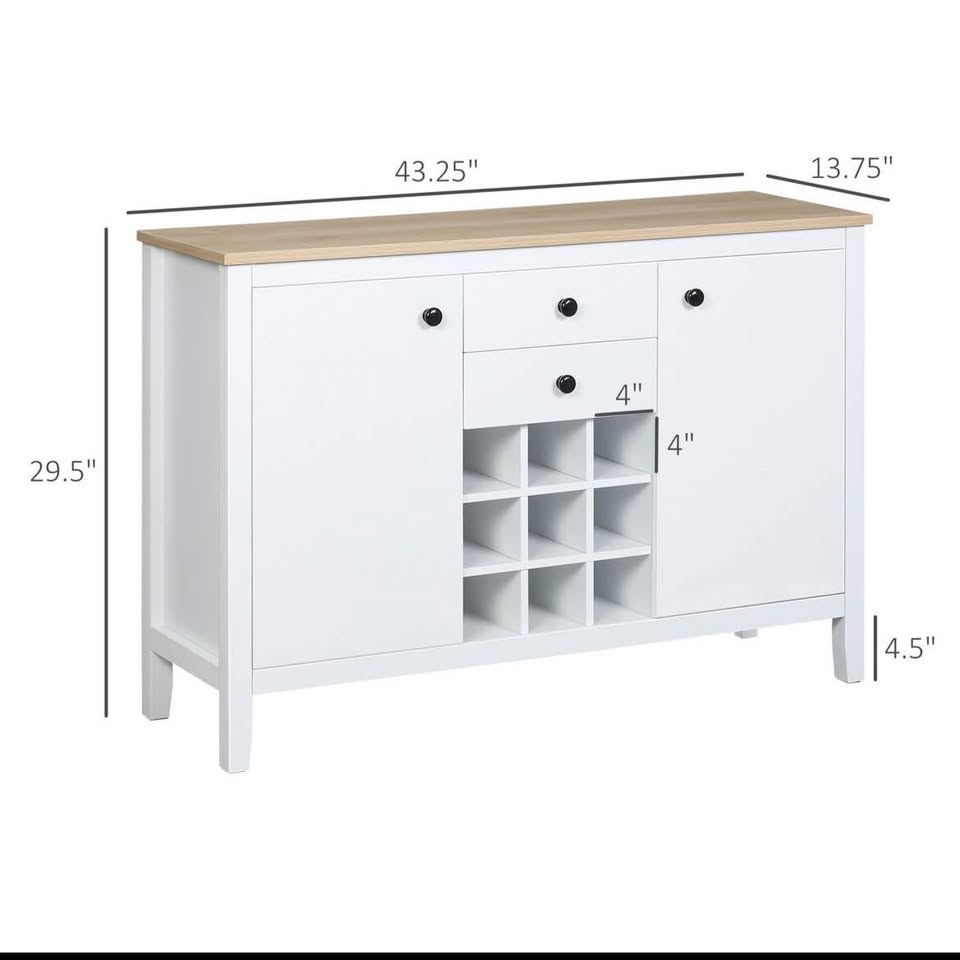 Buffet Cabinet, Rustic Kitchen Sideboard with Wine Rack - photo 3