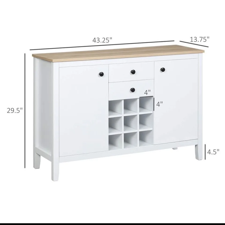 Buffet Cabinet, Rustic Kitchen Sideboard with Wine Rack image indicator(3)