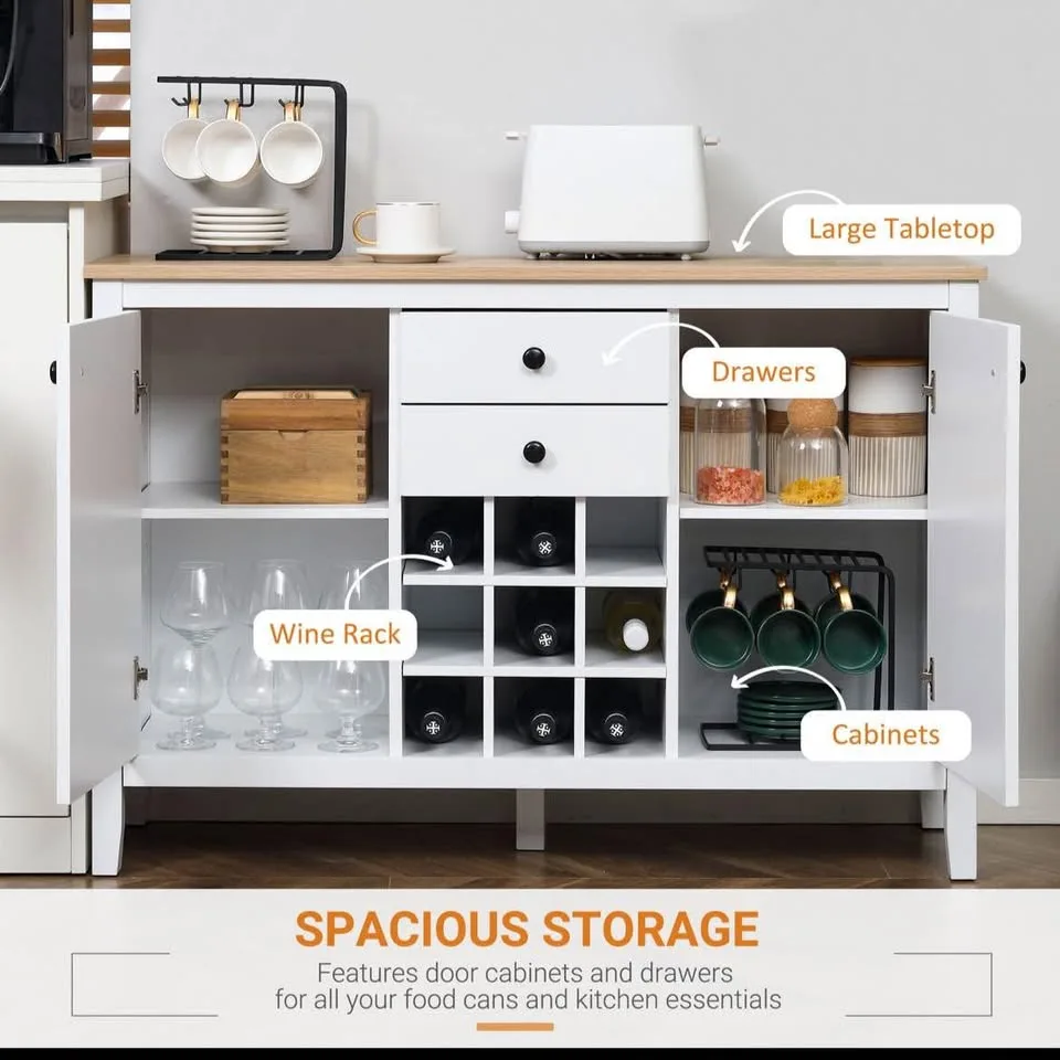 Buffet Cabinet, Rustic Kitchen Sideboard with Wine Rack image indicator(4)