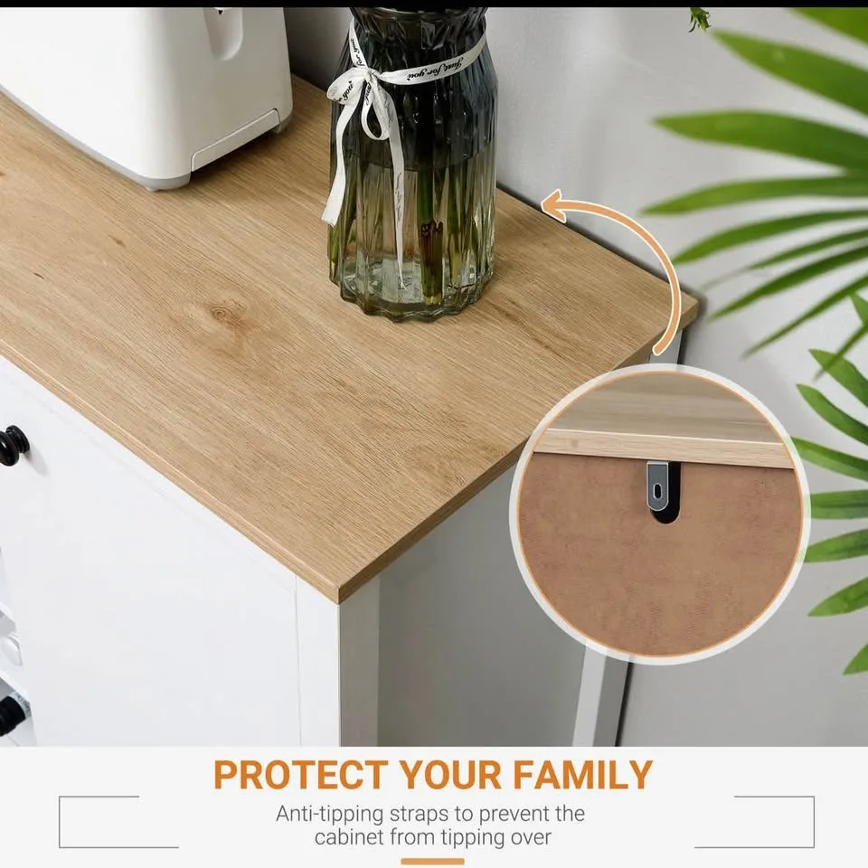 Buffet Cabinet, Rustic Kitchen Sideboard with Wine Rack image indicator(5)