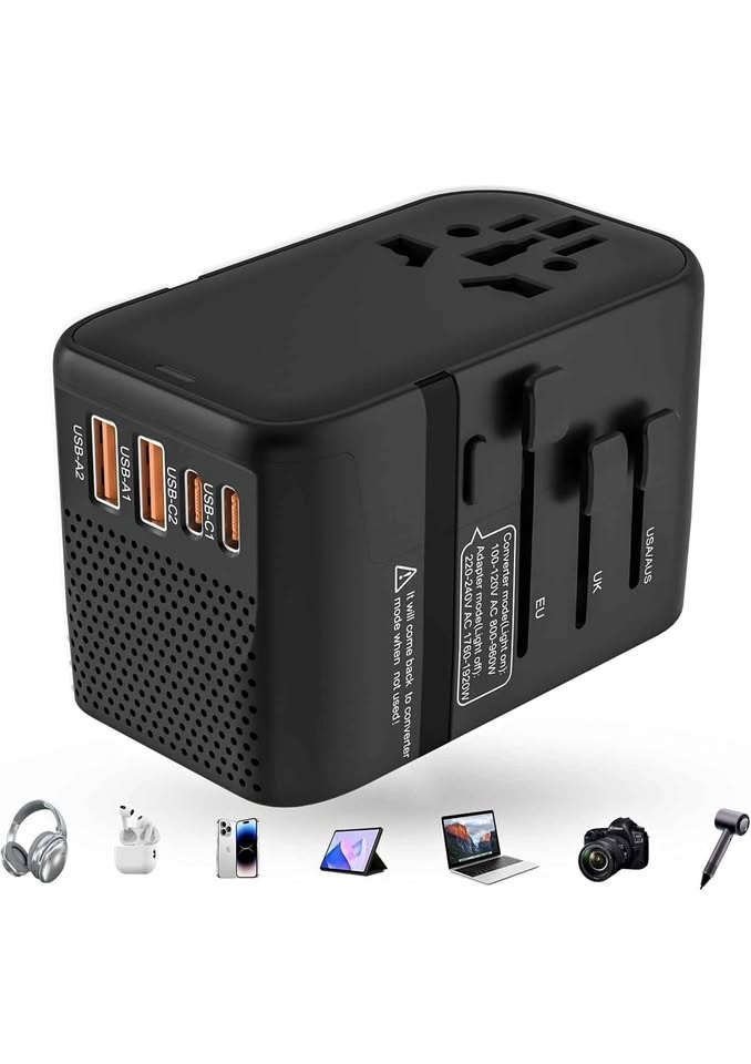 Universal Travel Adapter Voltage Converter with USB-C & USB-A