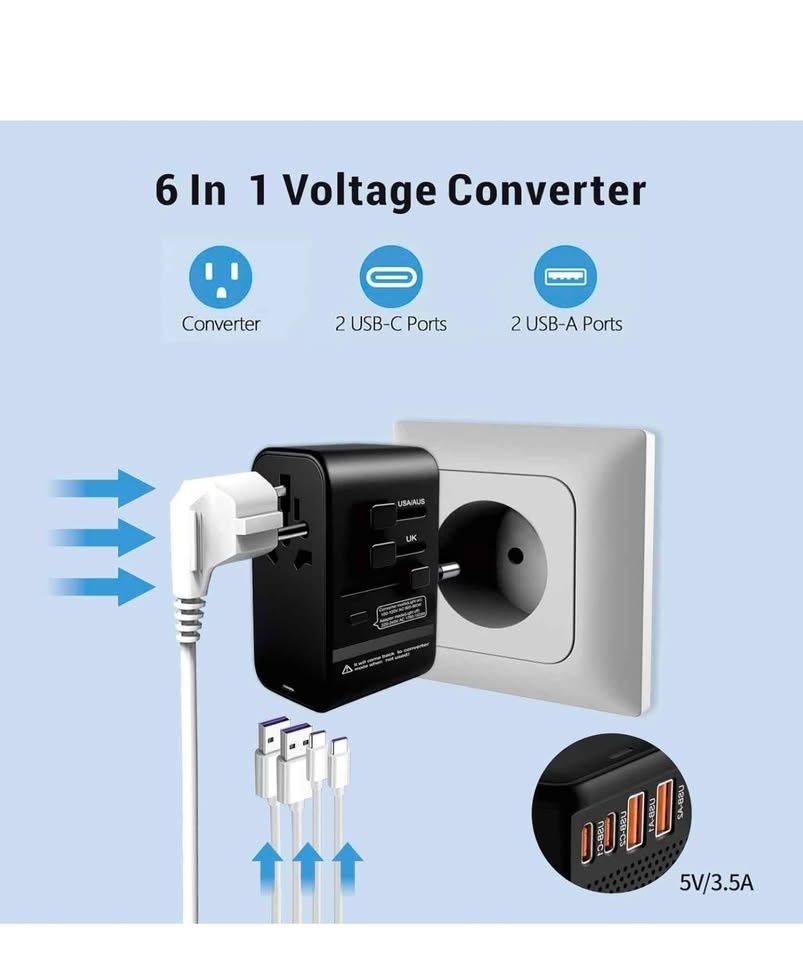 Universal Travel Adapter Voltage Converter with USB-C & USB-A - photo 4