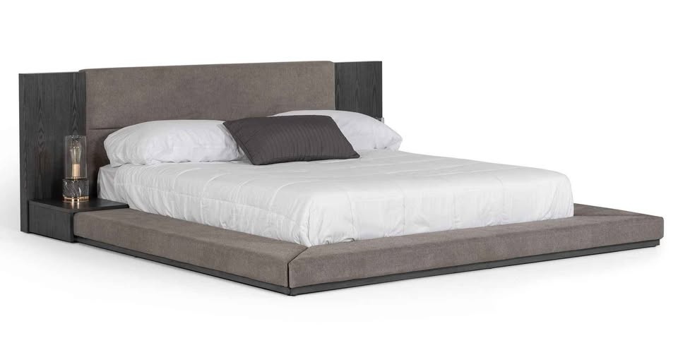 Modern Upholstered Platform Bed (Gray, Queen) - Brand New - photo 3