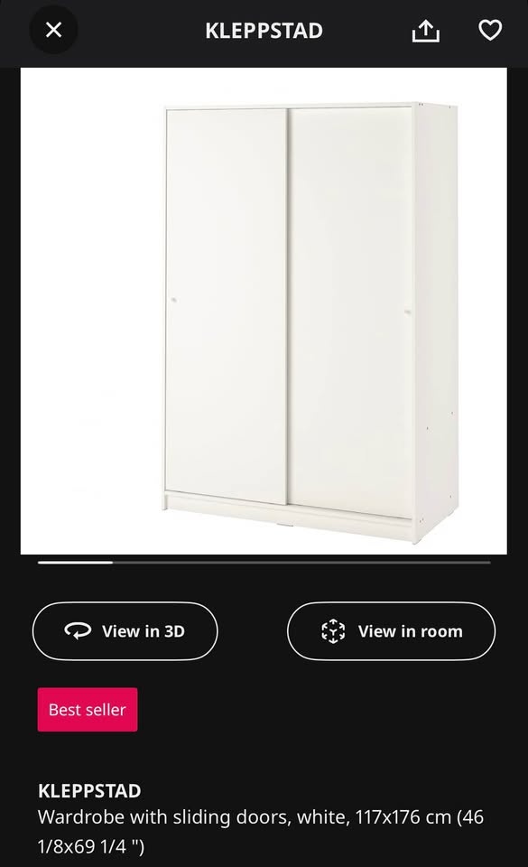 IKEA KLEPPSTAD wardrobes with sliding doors (white) - photo 4