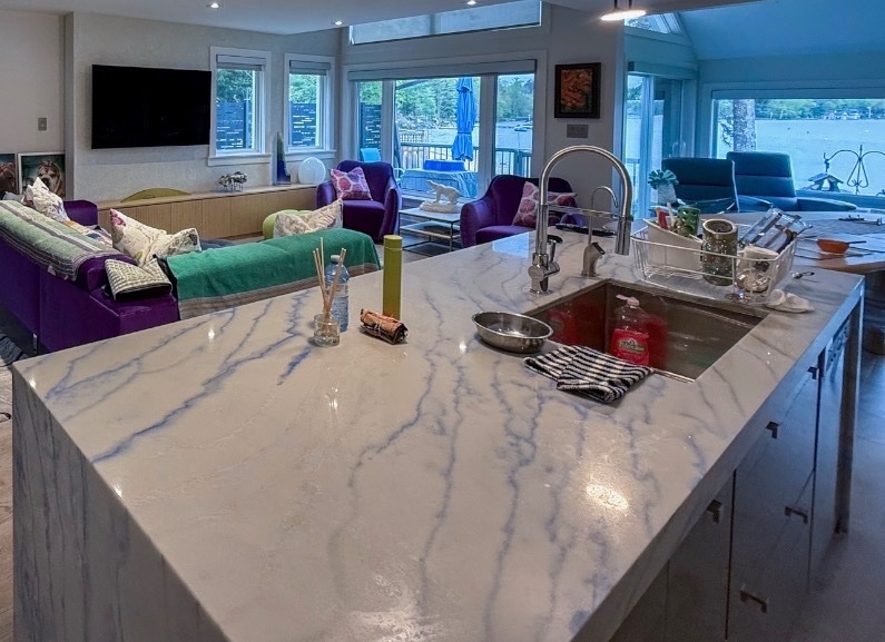 Quartz Blue Marble Countertop & Backsplash Set - photo 4
