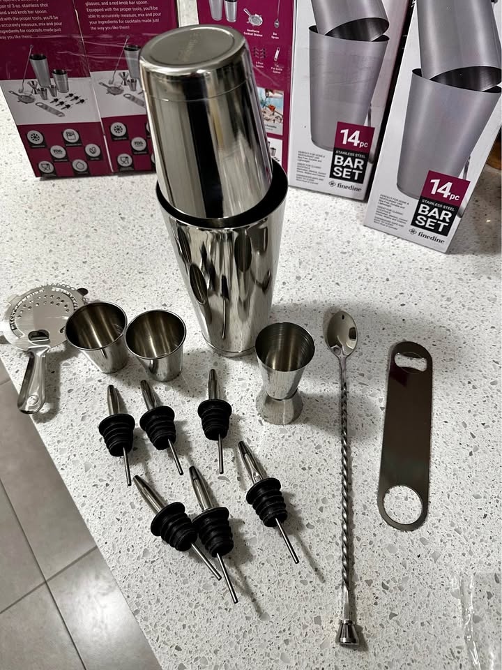14 Piece Stainless Steel Cocktail Shaker Set